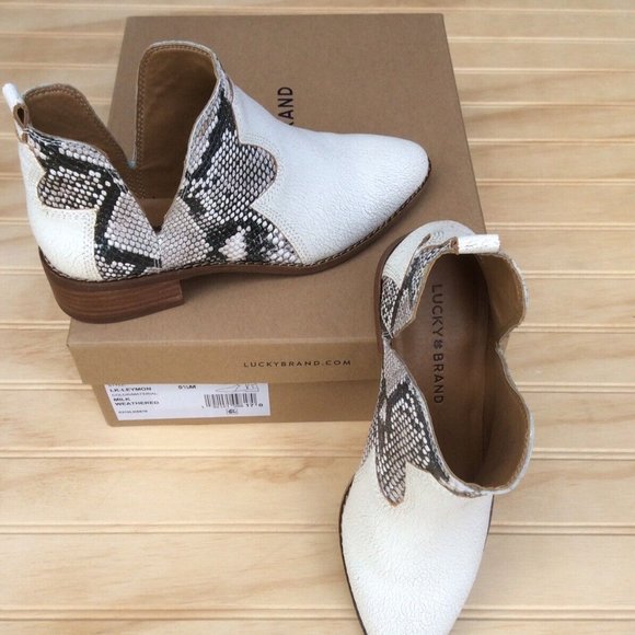 SOLD-Lucky Brand LEYMON LEATHER MILK WEATHERED Women's SZ. 5.5 M Ankle Boot-NIB - Picture 2 of 2